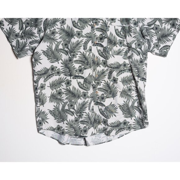 David Taylor Mens Floral Hawaiian Button Up Shirt Green White - Picture 3 of 5
